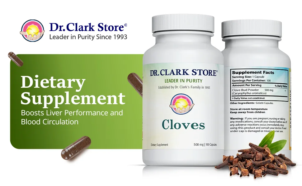 Dr Clark Store Natural Digestive Health 500 mg - 100 Capsules - Cloves