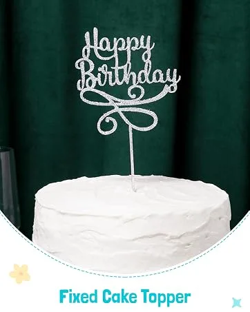 Personalize Pro Duck Themed Cake Topper | Customised Any Age Any Name Double Sided Glitter Cake Topper | Decorative Duck design for Duck Lover Birthday Cake Topper (Silver) - glitter cake topper birthday party cake decoration any age name party supplies cake decoration