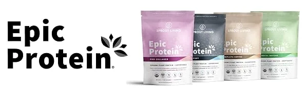 Sprout Living Epic Protein Organic Plant Protein + Superfoods Pro Collagen 0.8 lb (364 g) - epic protein, epic protein pro collagen, pro collagen, pro collagen protein, collagen protein