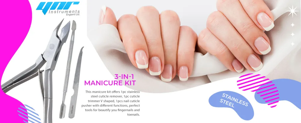 YNR Nail Clipper Cuticle Removal Nail Treatment Cuticle Tool Manicure Set Nail Cuticle Pusher Nice Cuticle Clipper Cuticle Clippers - YNR Professional Cuticle Pusher Cuticle Nippers Nail File Manicure Pedicure (3-in1)