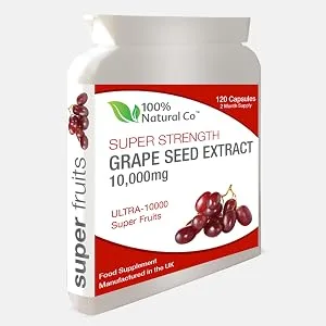 Super Strength Grape Seed Capsules 100% Natural Co - UK Made - Antioxidant Complex High Dose - Premium Quality Extract - 120 Capsules - Grape Seed Extract
