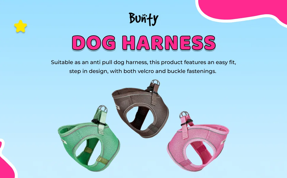 Bunty Medium Dog Harness & Puppy Harness - Durable Lightweight Design Breathable Comfy Padded Reflective Trim - Anti Pull Dog Harness Medium Lead Attachment Easy Fit - Yellow Medium Yellow - Bunty Voyage Harness