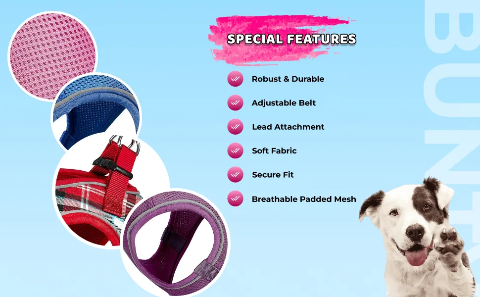 Bunty Medium Dog Harness & Puppy Harness - Durable Lightweight Design Breathable Comfy Padded Reflective Trim - Anti Pull Dog Harness Medium Lead Attachment Easy Fit - Yellow Medium Yellow - Bunty Voyage Harness