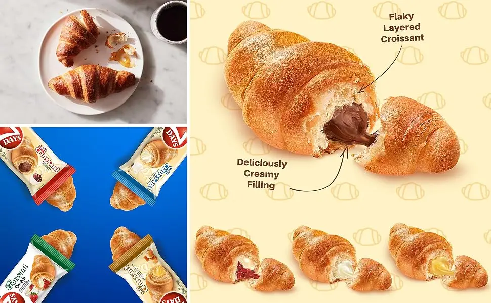 7 Days Double Max Croissant Cherry & Vanilla | Croissant | Cherry & Vanilla Flavour | Cream Croissant | Soft and light dough | 80G (Pack of 16) - 7day