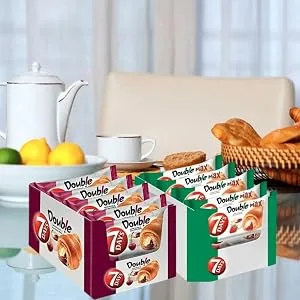 7 Days Double Max Croissant Cherry & Vanilla | Croissant | Cherry & Vanilla Flavour | Cream Croissant | Soft and light dough | 80G (Pack of 16) - 7day