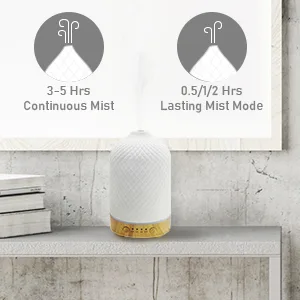 Essential Oil Diffuser Aromatherapy Air Cool Mist Diffuser 100ml Ceramic Aroma Scent Diffusers Humidifier with Auto Shut Off Ultrasonic Quiet/4 Timing Set/7 LED Lights for Home Office Sleep Lattice Wood - electric diffuser for home