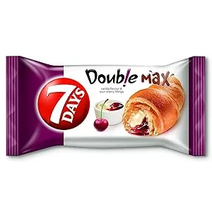 7 Days Double Max Croissant Cherry & Vanilla | Croissant | Cherry & Vanilla Flavour | Cream Croissant | Soft and light dough | 80G (Pack of 24) - 7Day