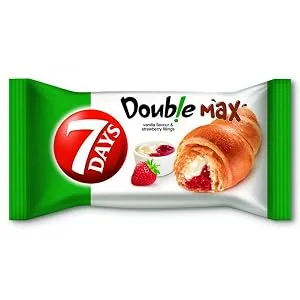7 Days Double Max Croissant Cherry & Vanilla | Croissant | Cherry & Vanilla Flavour | Cream Croissant | Soft and light dough | 80G (Pack of 24) - 7Day