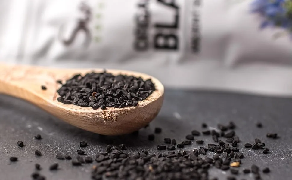 Sunfood Organic Black Seeds 4 oz (113 g) - Black Seeds Spoon