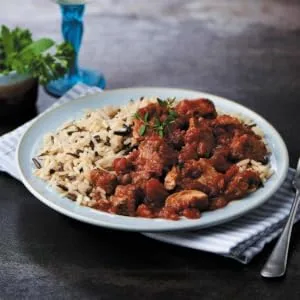 Nutritionally Balanced Ready Meal Variety Box - Parsley Box Microwavable Long-Life Cupboard-Store Ready Meals (7 Meals) - Chicken Tomato and Basil with Rice