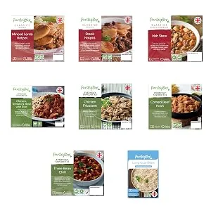 Nutritionally Balanced Ready Meal Variety Box - Parsley Box Microwavable Long-Life Cupboard-Store Ready Meals (7 Meals) - Nutritionally Balanced Ready Meals Bundle