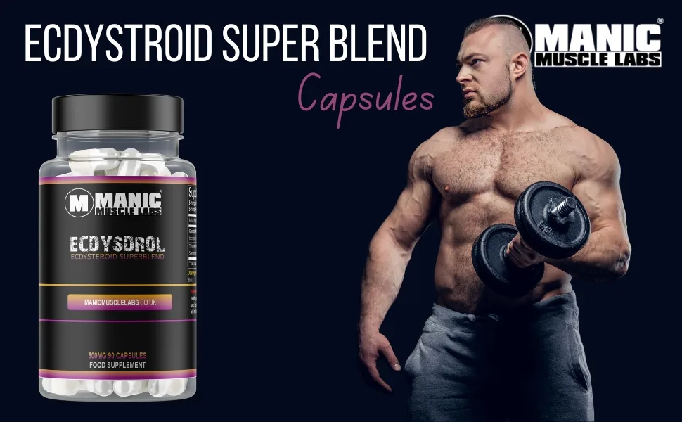 Manic Muscle Labs Ecdysdrol Muscle Building Supplement with Beta Ecdysterone and Turkesterone 500mg 90 Vegan Capsules - Ecdy-a-1