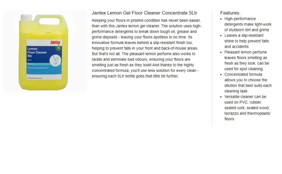 2WORK 2W76001 Glass and Window Cleaner 5 L Bundle with Jantex CW714 Lemon Gel Floor Cleaner Concentrate 5Ltr - Fetched from B0725ZFF6N.