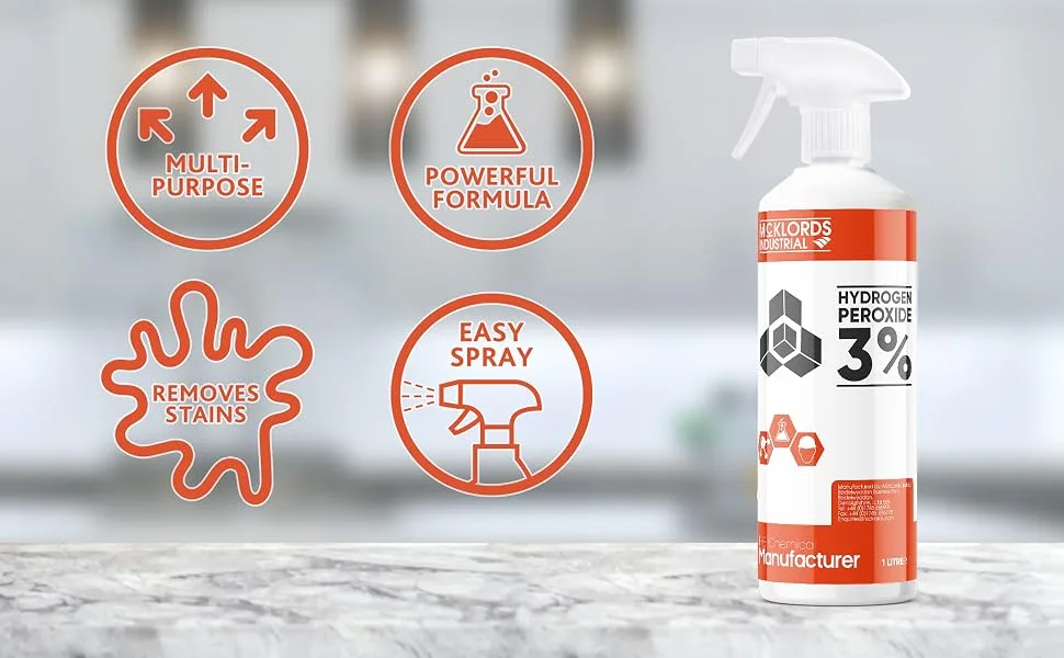 McKLords Hydrogen Peroxide 3% 1 Litre & Duzzit Amazing Baking Soda Multi Purpose Household Cleaner 500 g (Pack of 1) - McKLords Hydrogen Peroxide 3% - 1 Litre