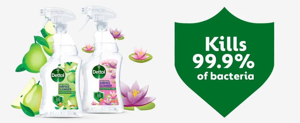 Dettol Antibacterial Tru Clean Spray Cleanser Multi-Surface Crisp Pear 750ml Pack of 3 - Kills 99.9% of bacteria