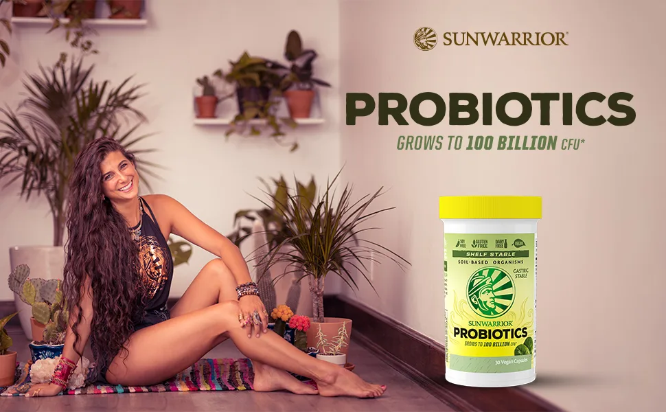 Sunwarrior Probiotics 30 Vegan Capsules - Sunwarrior Probiotics Grows from 10 Billion to 100 Billion CFU