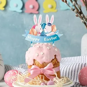 Easter Cake Topper - Bunny Cupcake Plug-in Decor Toppers | Eye-Catching Dessert Decoration for Cakes Ice Cream Cupcakes and Cheese Frifer - and Durable