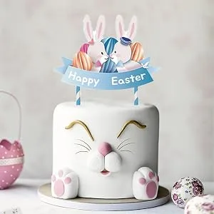 Easter Cake Topper - Bunny Cupcake Plug-in Decor Toppers | Eye-Catching Dessert Decoration for Cakes Ice Cream Cupcakes and Cheese Frifer - Easy Packaging