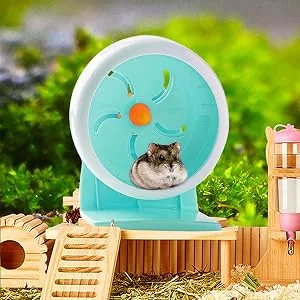 Hamster Running Wheel - Quiet Small Mouse Wheel | Multifunctional Small Animal Training Supplies 7 Inch Running Disc with Non-Slip Surface for Chinchilla Mouse Squirrel Blue - Noise Reduction