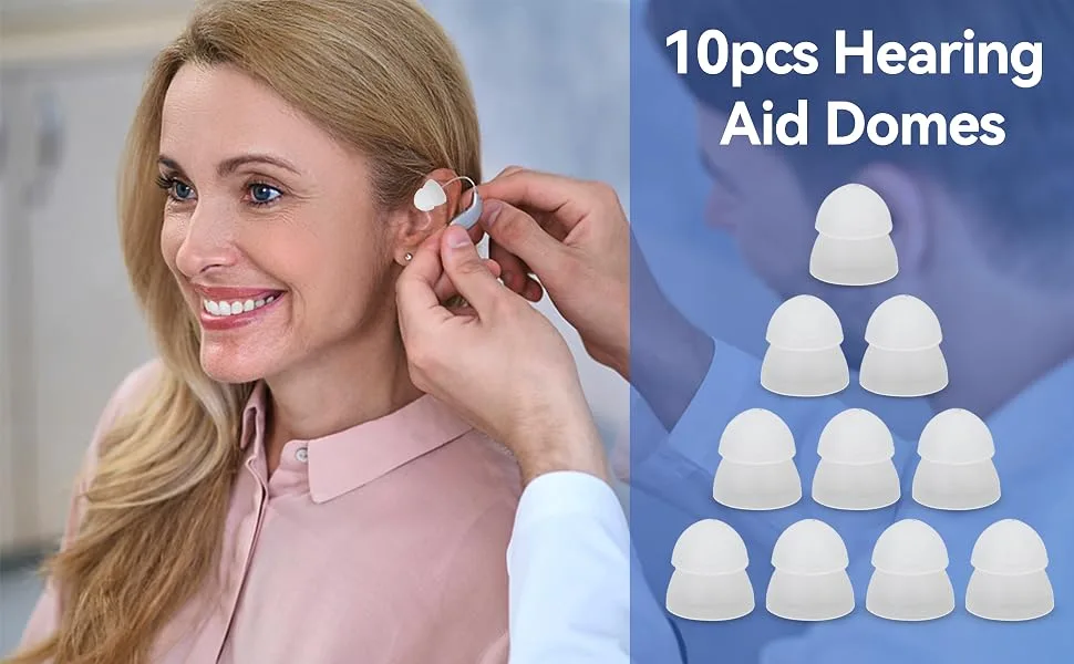 Agatige 10PCS Hearing Aid Domes 8mm Soft Silicone Ear Tips Double Layer Closed Type Washable Earbud Anti Static Earplug Hearing Aid Parts for Seniors(White) - product information 1
