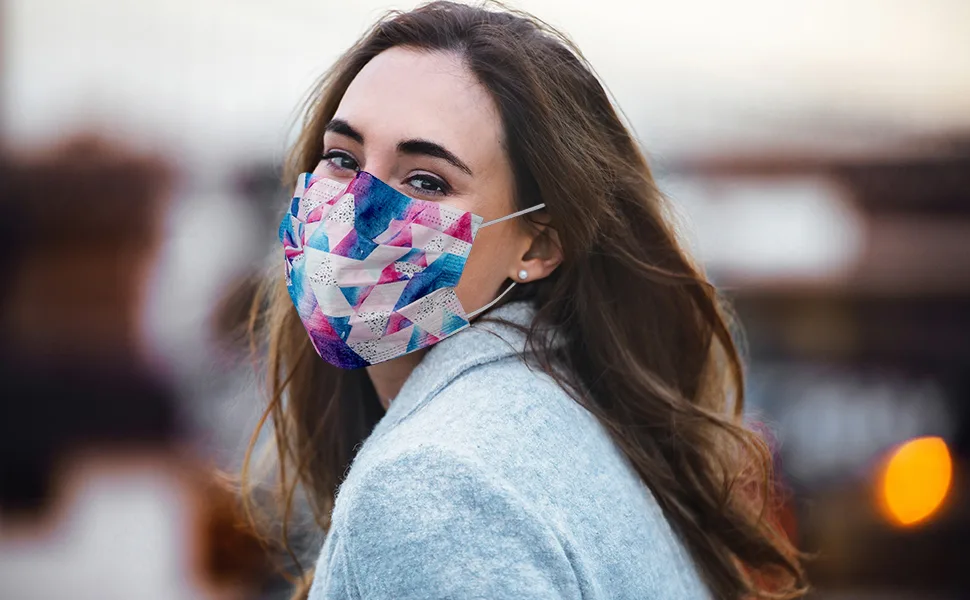 NU R Disposable Face Mask 3Ply Mask with Filter Layer and Elastic Earloop Retail 50pcs/box TIE DYE 50PCS - product information 1