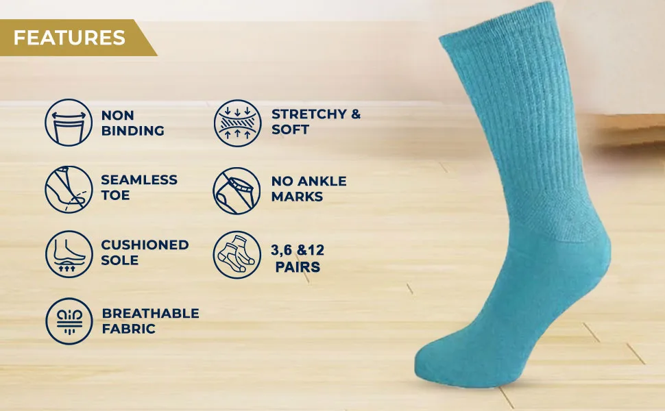COMFYLOT & KK TRADERS MCR LTD Ladies Bamboo Diabetic Extra Wide Womens Non Elastic Socks with Hand Linked Toes 4-8 Assorted - stretchy socks