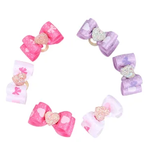 Pssopp 15Pcs Pet Multicolor Hair Bowknot Bows Gradient Color Cute Dog Hair Decoration Grooming Accessories for Cat Medium Small Dog - CW07320-2