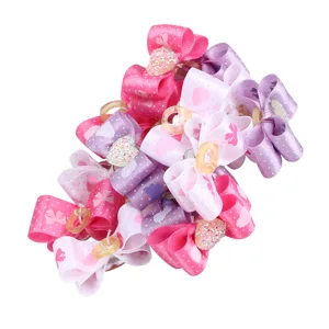 Pssopp 15Pcs Pet Multicolor Hair Bowknot Bows Gradient Color Cute Dog Hair Decoration Grooming Accessories for Cat Medium Small Dog - CW07320-3