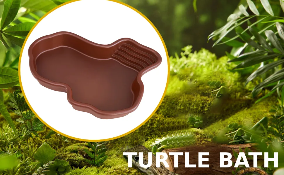 rockible Reptile Bathing Pool Turtle Bath with Ramp Tortoise Feeder Tortoise Water Dish for Tortoise Chameleon Hamster Scorpion Gecko Without Hose - product information 1