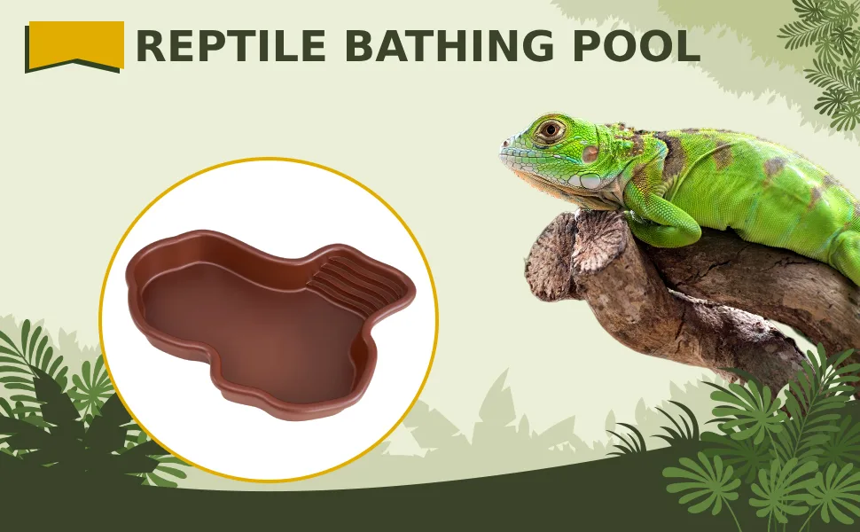 rockible Reptile Bathing Pool Turtle Bath with Ramp Tortoise Feeder Tortoise Water Dish for Tortoise Chameleon Hamster Scorpion Gecko Without Hose - product information 4