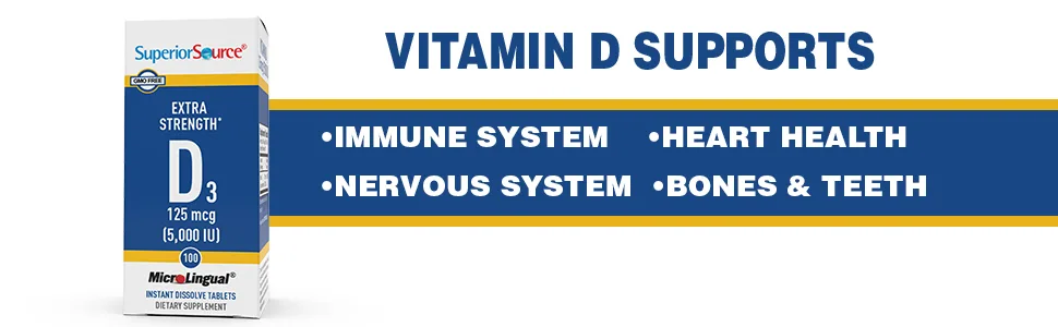 Superior Source Extra Strength Vitamin D3 125 mcg (5000 IU) 100 MicroLingual Instant Dissolve Tablets - green super bone daily adults booster formula multi nails foods pill dr in test amazon ginger garden