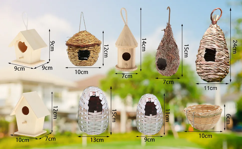 Baoblaze 15x Handmade Bamboo Wicker Canary Nest Pans For Cage Hanging - Bamboo canary nest dimensions