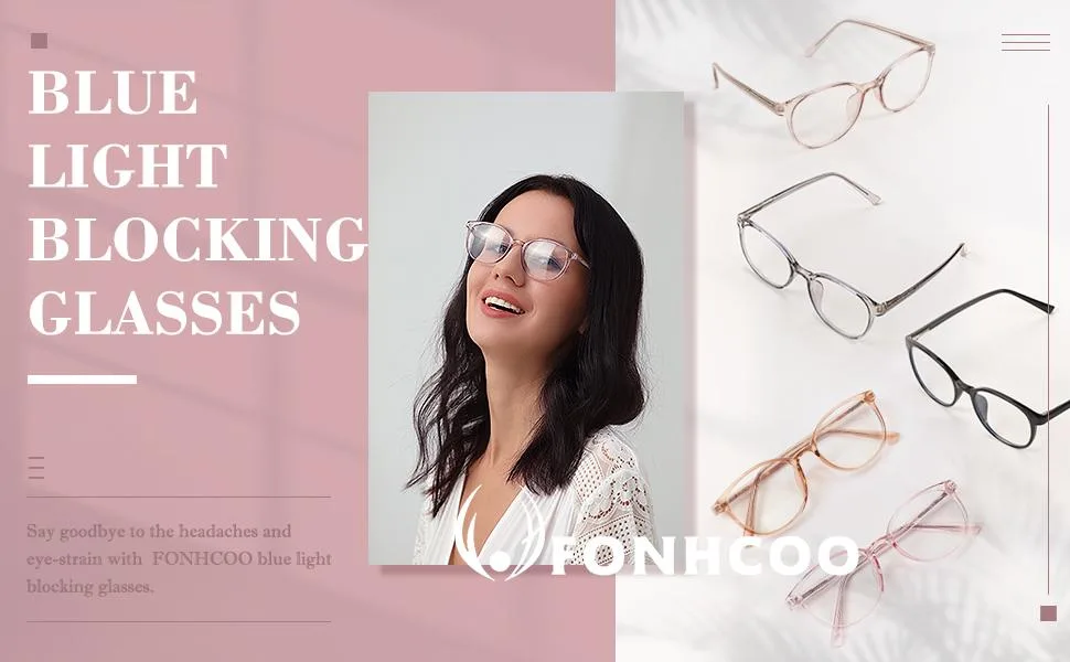 FONHCOO Blue Light Blocking Glasses Women Men TR90 Round Computer Eyeglasses Champagne - FONHCOO