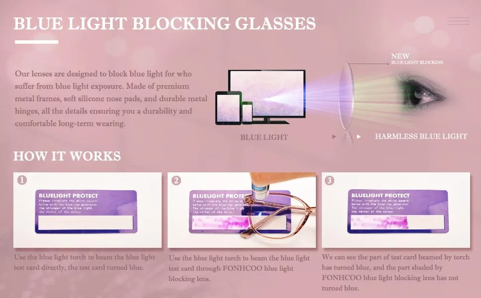 FONHCOO Blue Light Blocking Glasses Women Men TR90 Round Computer Eyeglasses Champagne - How blue light glasses works