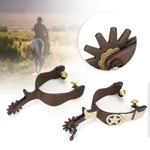 Horse Spurs Low Carbon Steel Horse Boot Spurs Decoration West Cowboy Style Horse Spurs for Riding - product information 6