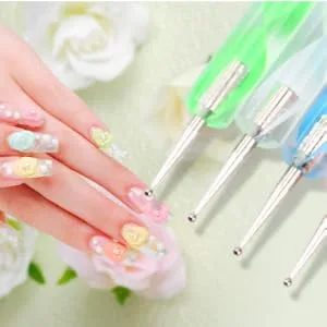 X10 2 WAY NAIL ART MARBLEIZING CRYSTAL PAINT DOTTING PENS TOOL SET KIT DESIGN - nail dotting