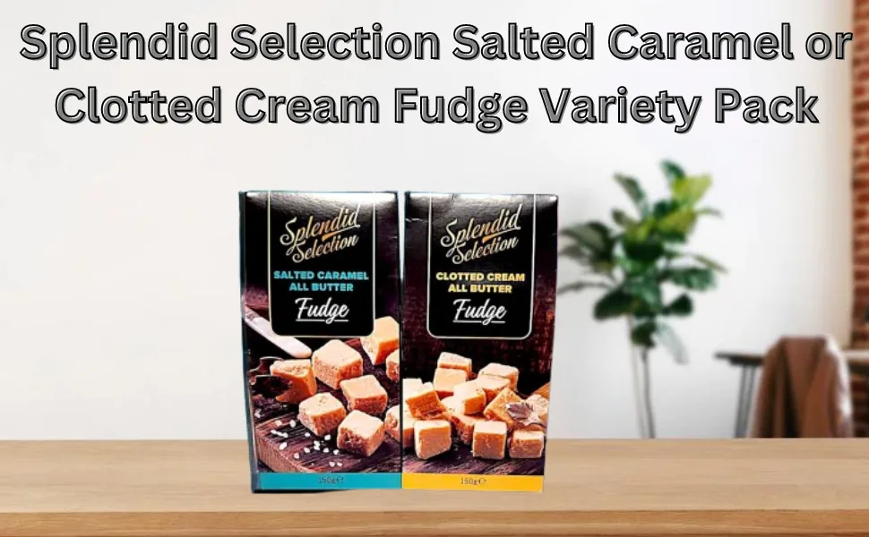 Splendid Selection Fudge Variety Pack Salted Caramel or Clotted Cream Fudge 150g each (Salted & Cream Pack of each) - Splendid Selection Fudge Variety Pack Salted Caramel Clotted Cream All Butter Gift sweet