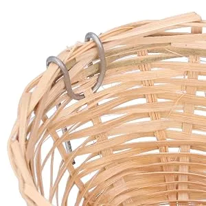 EVTSCAN 4 Pcs Hanging Round Handmade Bamboo Bird Nests for Cages with Hook for Breeding Finches Canaries Parrots Garden Aviaries Birdkeeping - B0BB2WSJ43