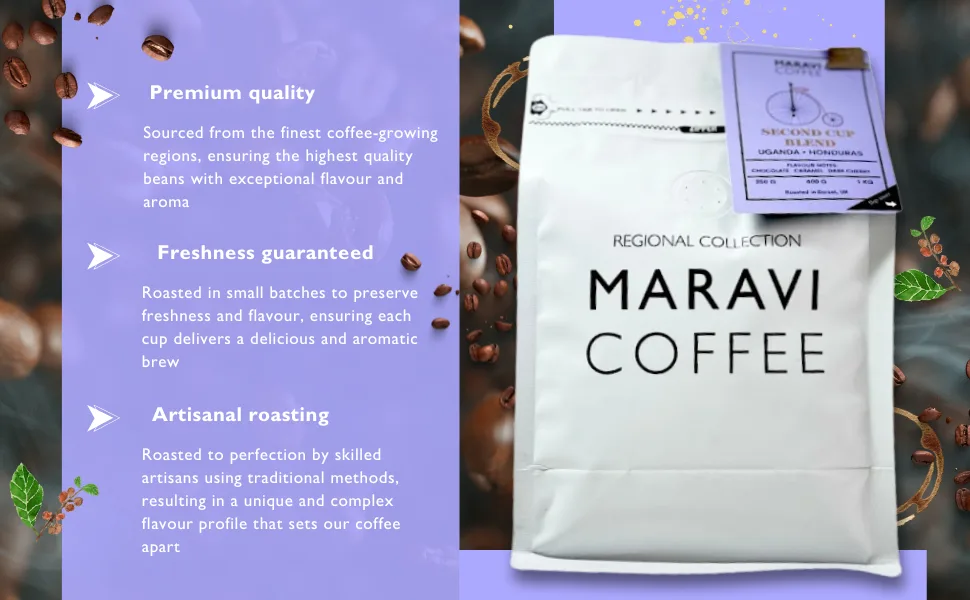 Maravi Specialty Coffee - Second Cup Blend - Turkish Grind Coffee from Honduras & Uganda - Medium Roast - Chocolate Caramel & Dark Cherry Notes - 400g Turkish Grind 400 g (Pack of 1) - Regional Collection