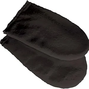 Deo Black Manicure Pedicure Mitts Booties Liners Treatment Spa Cotton Hands Feet - black mitts