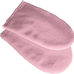 Deo Pink Manicure Pedicure Mitts Booties Liners Treatment Spa Cotton Hands Feet - pink mitts