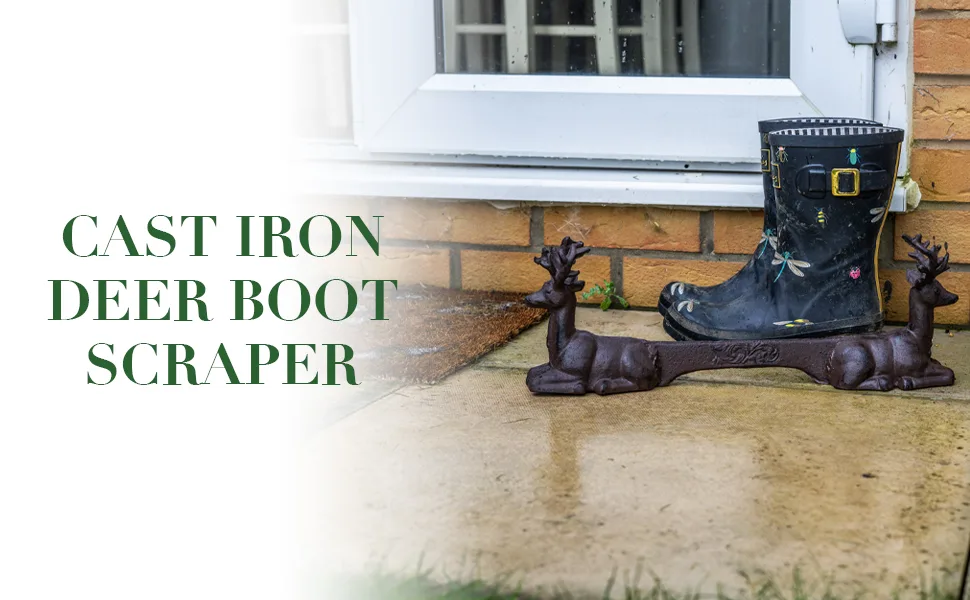 Woodside Outdoor Garden Novelty Deer/Stag Boot Scraper Cast Iron Shoe/Welly/Trainer Mud & Dirt Scraper - W915