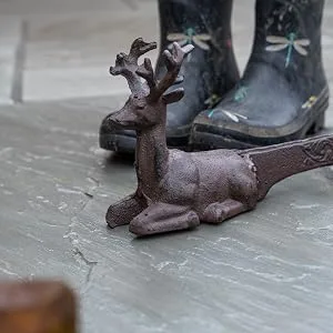 Woodside Outdoor Garden Novelty Deer/Stag Boot Scraper Cast Iron Shoe/Welly/Trainer Mud & Dirt Scraper - W915