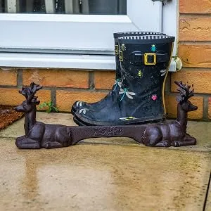 Woodside Outdoor Garden Novelty Deer/Stag Boot Scraper Cast Iron Shoe/Welly/Trainer Mud & Dirt Scraper - W915