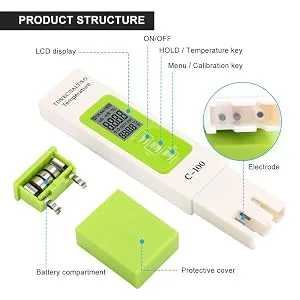 Fdit Marine Water Tester Portable Salinity/Temperature/TDS/EC Digital Seawater Quality Tester for Pools Aquariums & Saltwater - product information 3