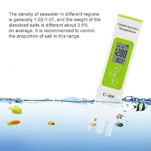 Fdit Marine Water Tester Portable Salinity/Temperature/TDS/EC Digital Seawater Quality Tester for Pools Aquariums & Saltwater - product information 5
