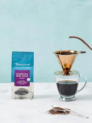 Teeccino Chicory Herbal Coffee Dandelion Dark Roast Caffeine Free 10 oz (284 g) - Teeccino