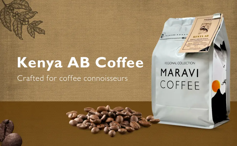 Maravi Speciality Coffee - Kenya AB Arabica Coffee - Whole Bean Coffee - Medium Roast - Black Tea & Currants Notes - 400g Whole Bean 400 g (Pack of 1) - Coffee Beans