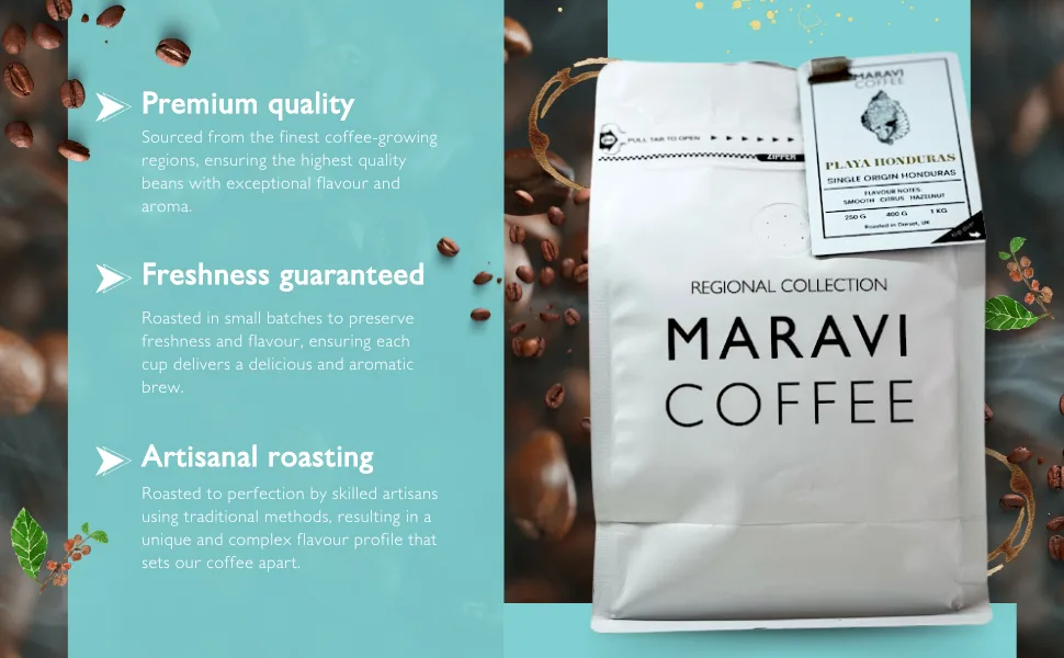 Maravi Speciality Coffee - Playa Honduras Arabica Coffee - Percolator Grind Coffee - Medium Roast - Citrus & Hazelnut Notes - 400g Percolator Grind 400 g (Pack of 1) - Regional Collection