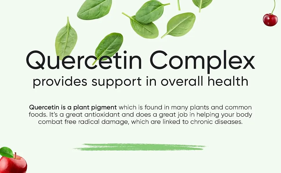 Quercetin Complex 500mg Capsules | Supports Health Immune Function | Reduces Tiredness and Fatigue | 98% Purity Extract | 60 Capsules - Quercetin capsules - complex antioxidant quercitin 500mg 1000mg